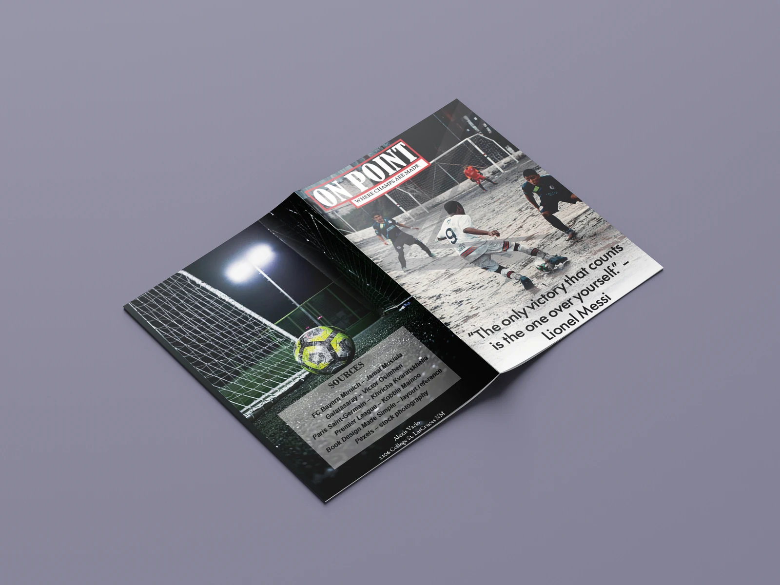 On Point folded zine exterior with soccer photography